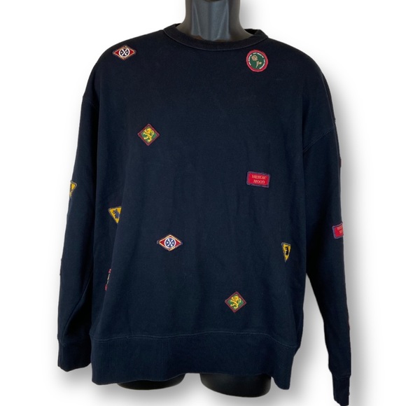 Zara Other - ZARA Rare Patch Men’s Navy Blue Patch Sweatshirt Size Medium